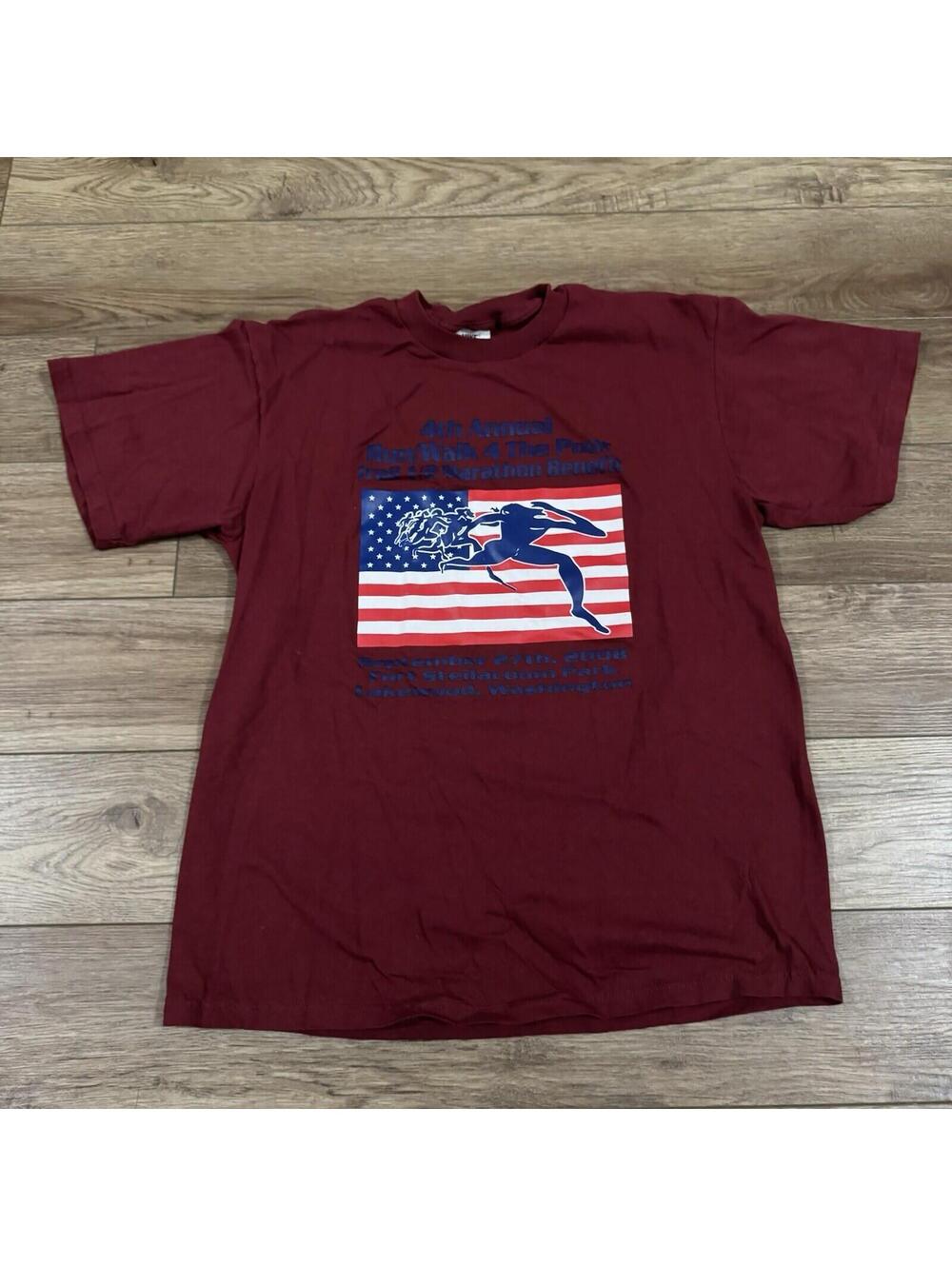 Vintage Y2k Nike Washington Marathon Sponsors Shirt Maroon